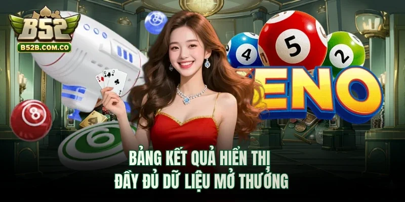 Bảng kết quả hiển thị đầy đủ dữ liệu mở thưởng